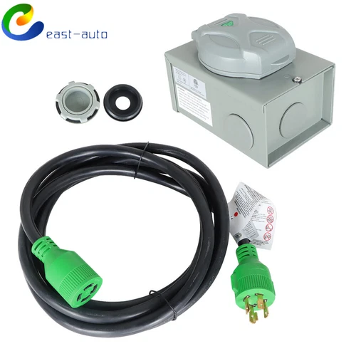 Generator Cord 15 FT 4 Prong 30 Amp & Generator Inlet Box NEMA L14-30P/L14-30R