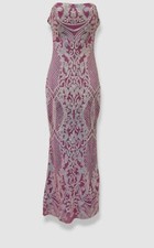 Jump Apparel Womens Juniors Purple Sequin Strapless Bodycon Gown Dress Size 3/4