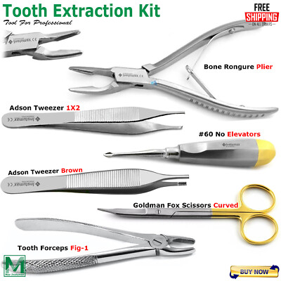 Basic Tooth Extraction Kit Coupland Dental Extracting Elevators Rongeur Plier CE