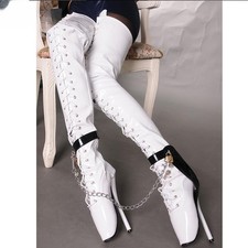 Lady's Nightclub Dance Over Knee High Boots Ballet Lace Up High Heel Shoes sz