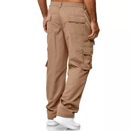 Mens Cargo Pants Lightweight Casual Summer Pants Pocket Elastic Waist Belt - Picture 6 of 19