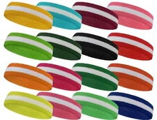Couver Premium Quality Sport Athletic White 2-Colors Stripe Head sweatband 