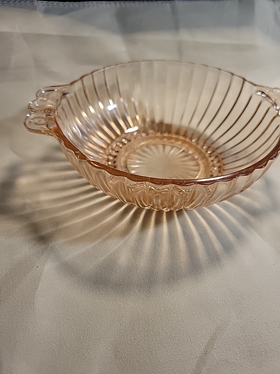 Vintage pink Ribbed depression glass Bowl 6