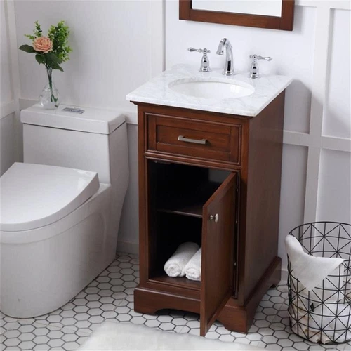 Elegant Decor Americana 19" Single Marble Top Bathroom Vanity in Teak - Picture 8 of 18