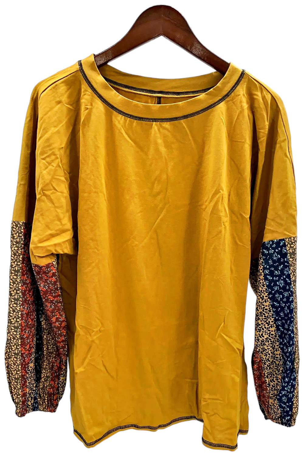 Belle Boho by Kim Gravel - женский топ из трикотажной бязи TripleLuxe в полоску золотистого цвета