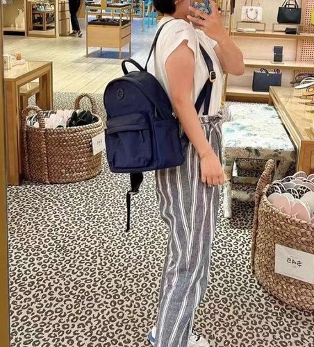 NWT Tory Burch Ella Nylon Lightweight Adjustable Backpack Navy 88368 HolidayDeal - Picture 10 of 10