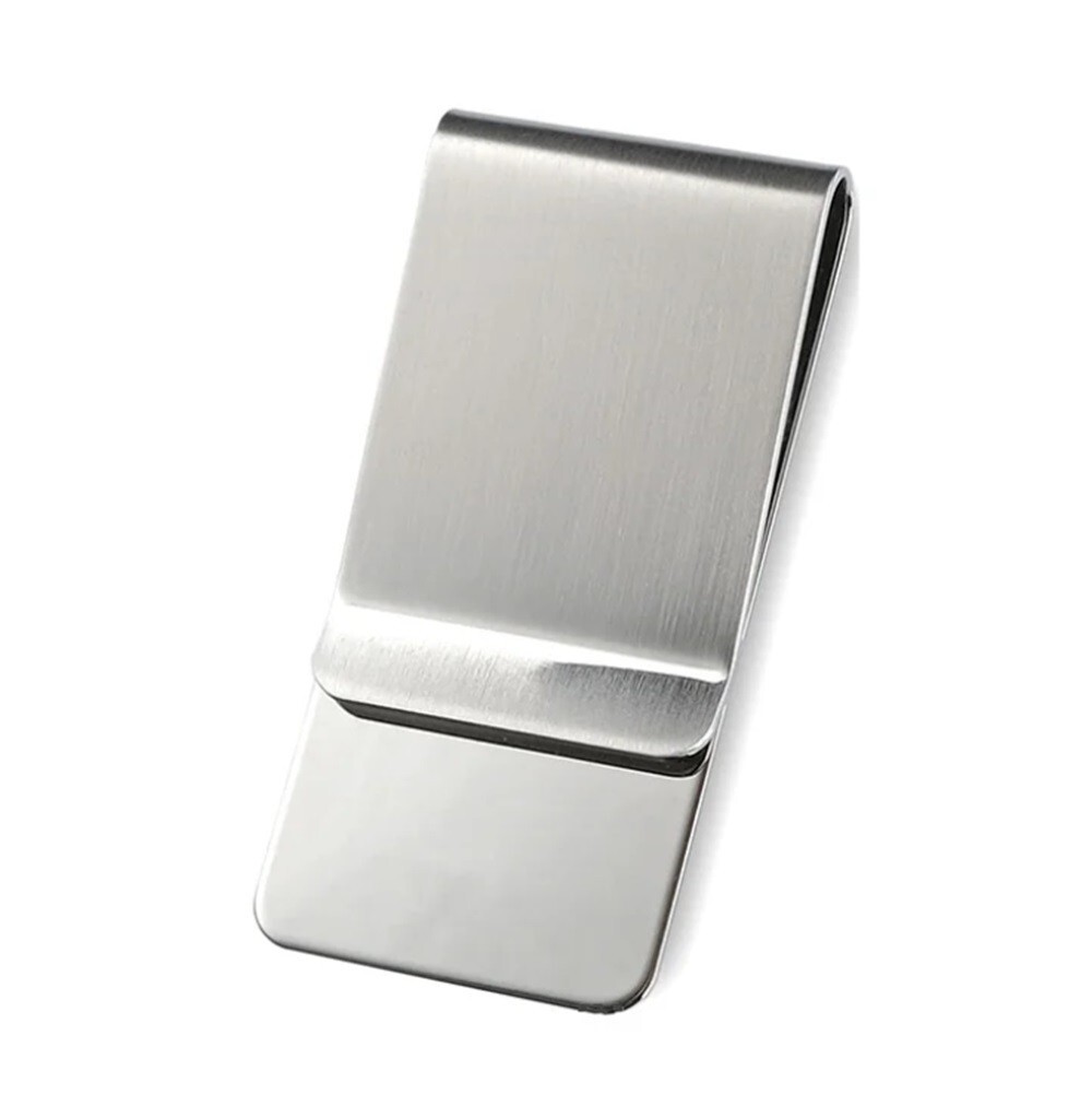 Sleek Stainless Steel Money Clip – Compact Durable Silver