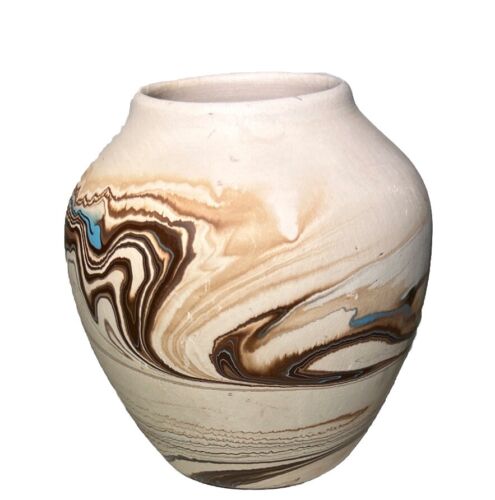 Nemadji Art Pottery Clay Vase Pot Swirled Brown 5”x4” Vtg Handmade Native Nation - Picture 2 of 9