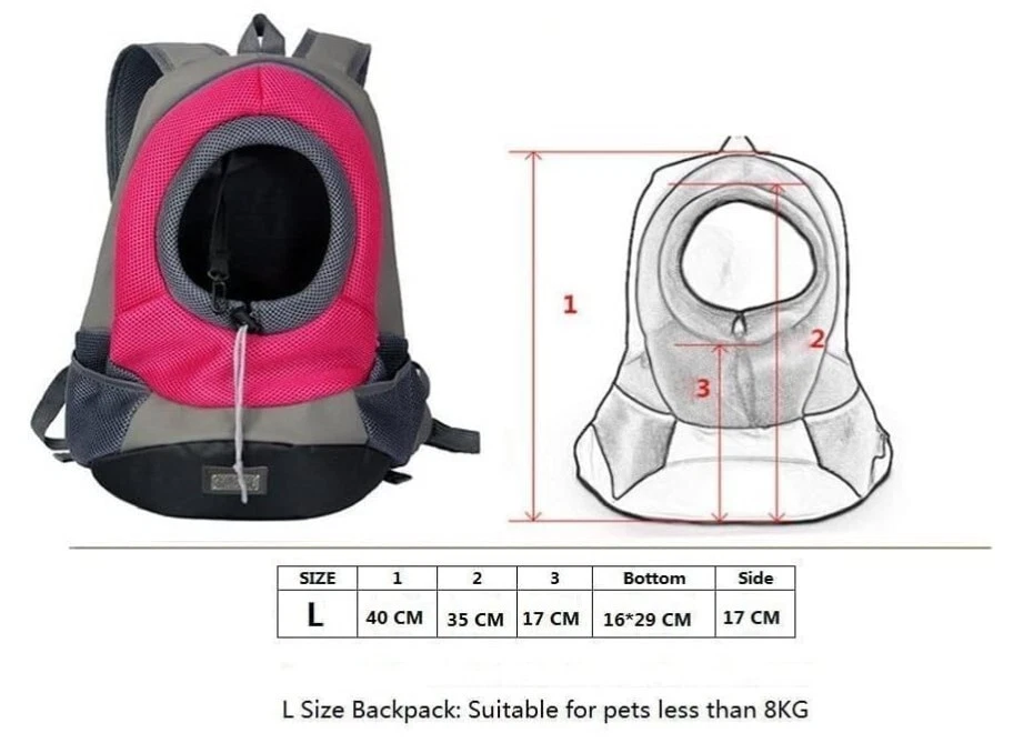 Haustier Rucksack Tragbarer Hundeträger Katze Reise 42 x 38 x 20cm Rosarot - Bild 2 von 3