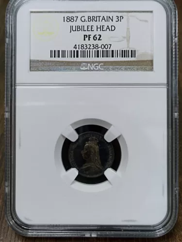 1887 Great Britain Victoria Silver Jubilee Proof Threepence 3 Penny NGC PF 62 
