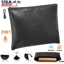 Waterproof Document Storage Fireproof Bag Money Safe Box Secret File Pouch Black