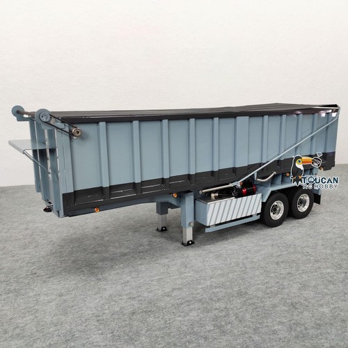 1/14 2-axle Hydraulic Metal Dump Trailer Electric Tarpaulin for RC Tractor Truck - Picture 3 of 5
