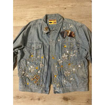 Vintage SC51 denim jacket with beads and sequin embellishments 