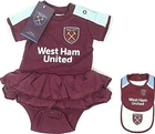 WEST HAM UNITED FC GIRLS BABIES FOOTBALL - TUTU BODY BABY GROW KIT DRESS