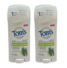  2 Tom's of Maine Long Lasting Deodorant Natural Refreshing Lemongrass 2.25oz