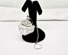 GORHAM B250 ANTIQUE 1908 STERLING SILVER ACORN FORM TEA INFUSER/STRAINER W/CHAIN