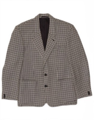 Vintage Herren 2 Knopf Blazer Sakko UK 36 Small Grau Hahnentritt Wolle AR03