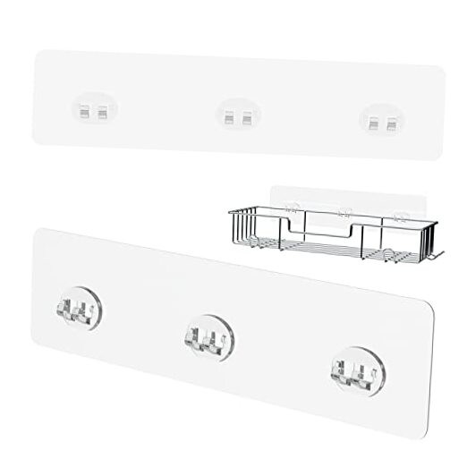Shower Caddy Adhesive Replacement 3 Wire Hook 2 Pack Transparent 11 13/16"