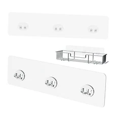 Shower Caddy Adhesive Replacement 3 Wire Hook 2 Pack Transparent 11 13/16"