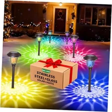  8 Pack Solar Pathway Lights Outdoor Solar Powered Light Christmas Gift Black