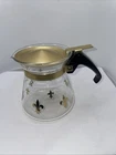 Vintage PYREX Gold Clover Fleur de Lis 1 Cup Coffee Pot