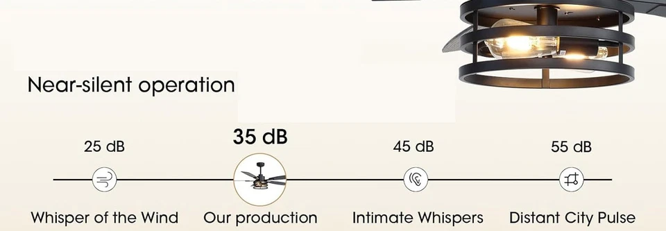 Ceiling Fan 51" - Light & Remote - Reverseable Blade Black/Wood - Black Frame - Image 4 of 4