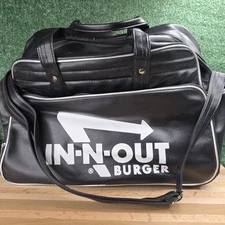 In-N-Out Burger Black And White Multi Pockets Carryon Overnight Duffel Gym Bag