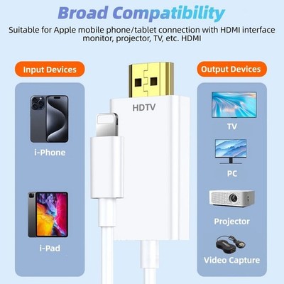 Lightning-Auf-HDMI Digital TV Kabel FULL HD 1080P Kabel Für-Apple-iPad-iPhone 2m