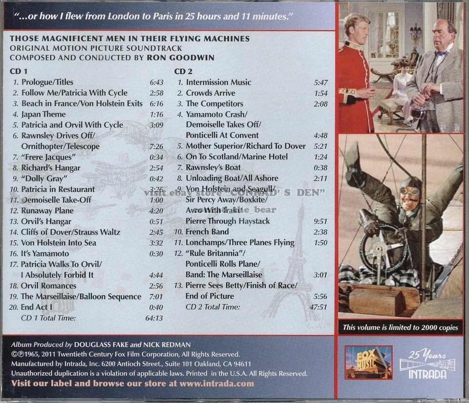 Ron Goodwin THOSE MAGNIFICENT MEN IN THEIR FLYING MACHINES score Intrada Ltd 2CD - Image 2 of 2