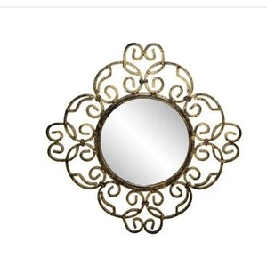 Pair of Vintage Rustics Mirrors With Wrought Iron Ornamental Frame / Wall Hanger