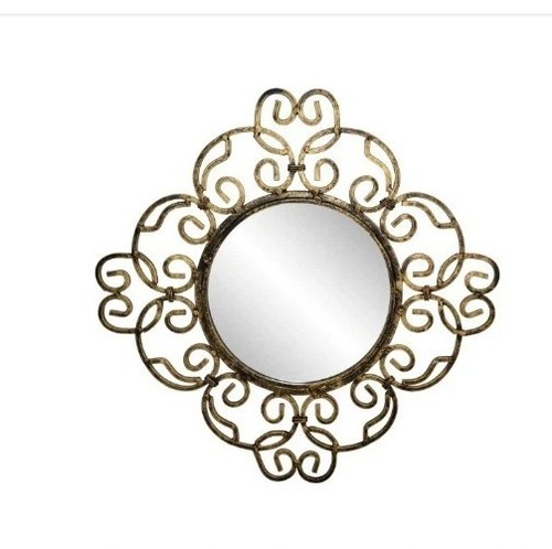 Pair of Vintage Rustics Mirrors With Wrought Iron Ornamental Frame / Wall Hanger