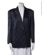 Christian Dior Authentic Vintage Solid Navy Blue Long Sleeve Blazer Jacket 6 S
