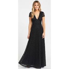 Show Me Your Mumu Black Lace Maxi Dress V-Neck Open Back Small NWT