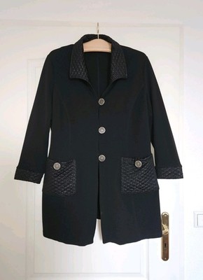 Stretch Blazer Gr. 44 46 Schwarz Fluide Paris Made in France