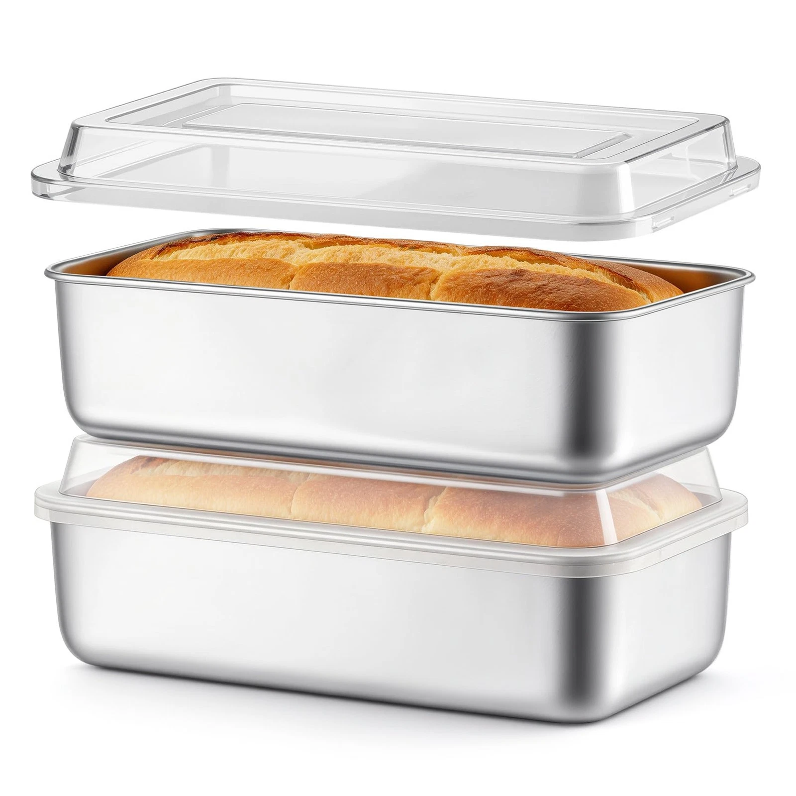 Loaf Pan 9 x 5 Inch Stainless Steel With Lid Dishwasher Safe Set of 2
Opens in a new window or tab