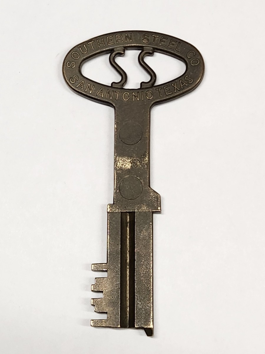 Vintage Southern Steel Co Brass Prison Key San Antonio Texas Jail