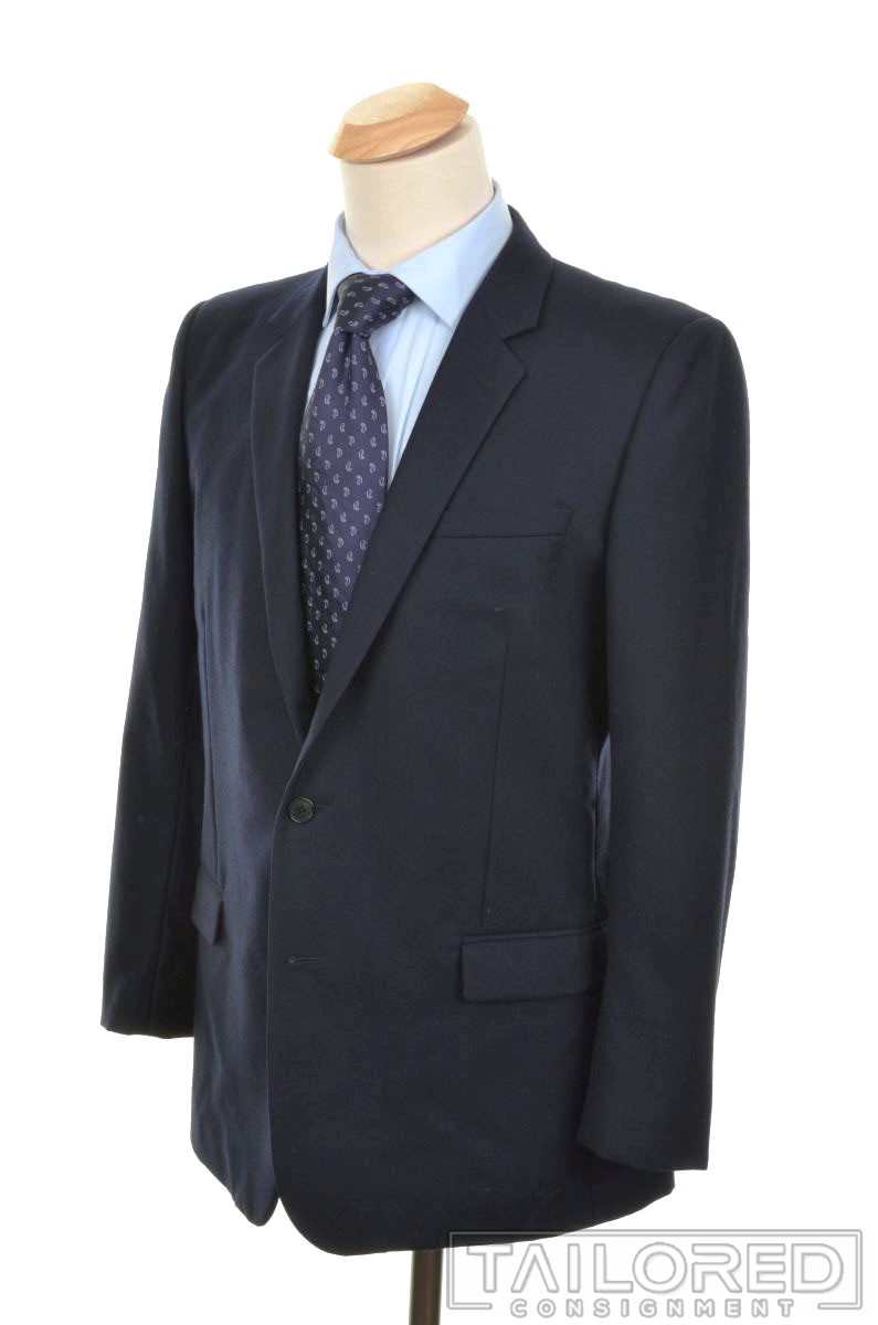 TUTA GIACCA PANTALONE SAINT LAURENT PARIS blu tinta unita 100% lana EU 54 US 42 R