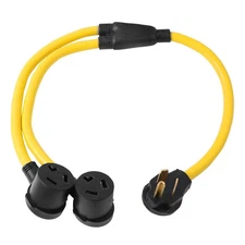 ONETAK  10-30P to 2 Outlet 10-30R Y Splitter STW.   3 Feet 3 Prong Male Plug