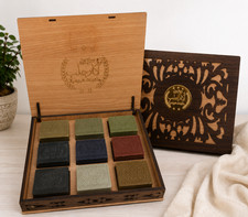 Juego de regalo de jabón natural hecho a mano de lujo 9 barras artesanales de hierbas caja de madera