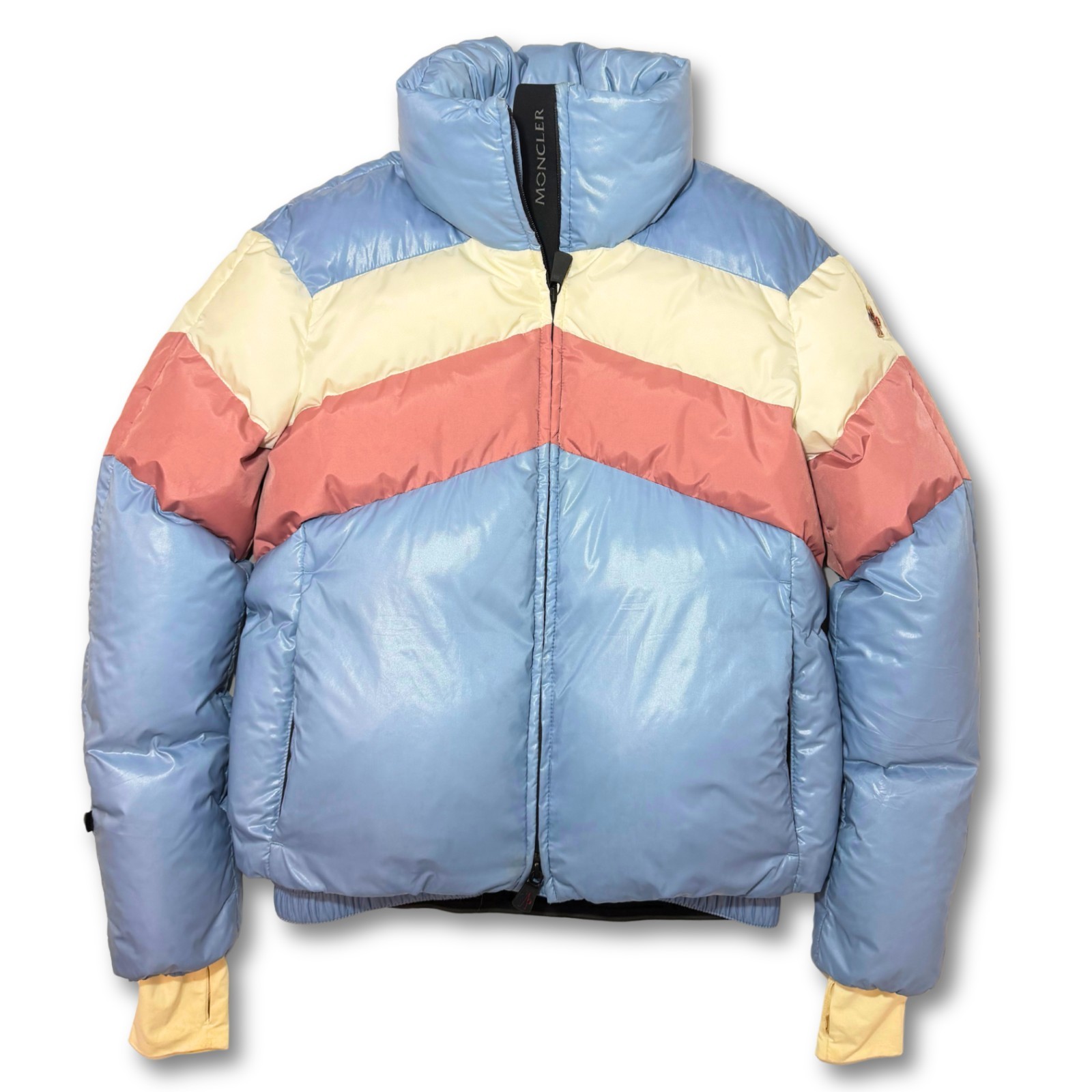 Moncler Grenoble Lamar Down Ski Jacket Women Size 0 Fits S Blue Cream Pink