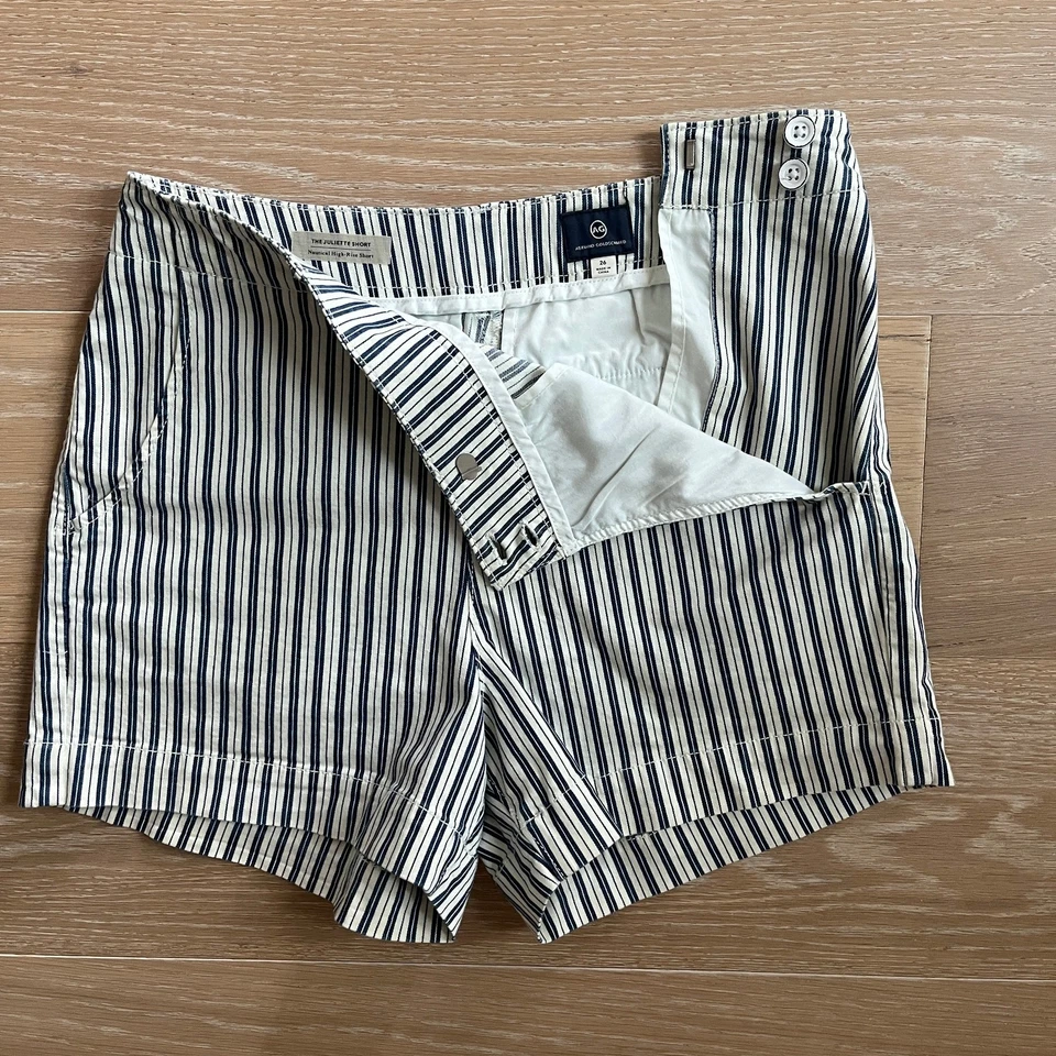 Pantalones Cortos AG Adriano Goldschmied The Juliette Náuticos Tiro Alto Azul Marino Blanco talla 26 Foto 3 de 4