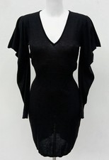 Alexander McQueen 100% Virgin Wool Dress Long Sleeve Size M Womens Black Evening