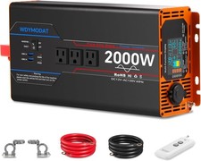 2000W/4000W Pure Sine Wave Power Inverter Display, 3 outlets, 12V, USB, remote