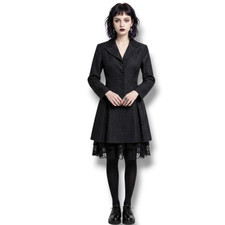 CONTEMPO CASUALS Vintage Black Damask Floral Jacquard Longline Blazer Small