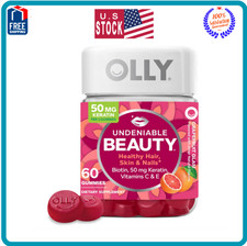 OLLY Undeniable Beauty Gummy, Hair, Skin, Nails, Biotin, Vitamin C, 60 Count