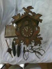 Vintage Lux Waterbury 2 weight full size striking bird cuckoo clock runs
