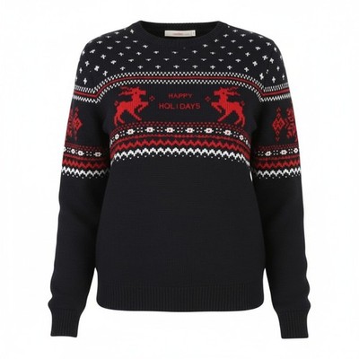 SUISTUDIO Damen Pullover M marine Wollmischung Happy Holidays Pull On *