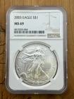 2003 NGC MS69 American 1oz Silver Eagle $1 .999