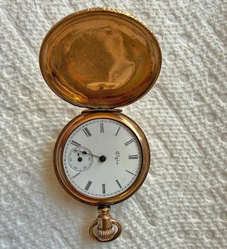 Antique 14 K Gold filled Waltham Double Hunter  Pocket Watch Circa 1897. Working