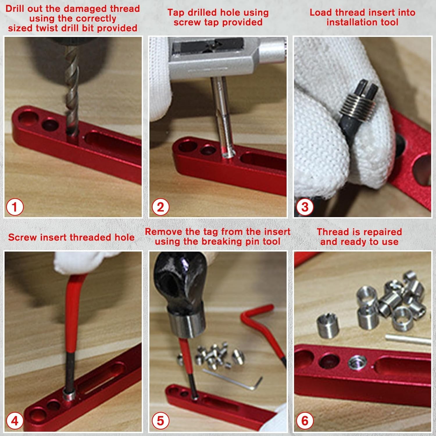 30 Piece Helicoil Thread Repair Kit, Metric Repair Kit with HSS M8 x 1.25mm